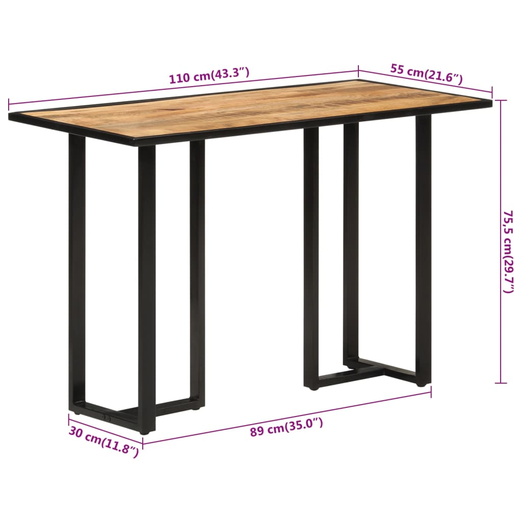 vidaXL Mesa de comedor madera maciza de mango 110x55x75,5 cm