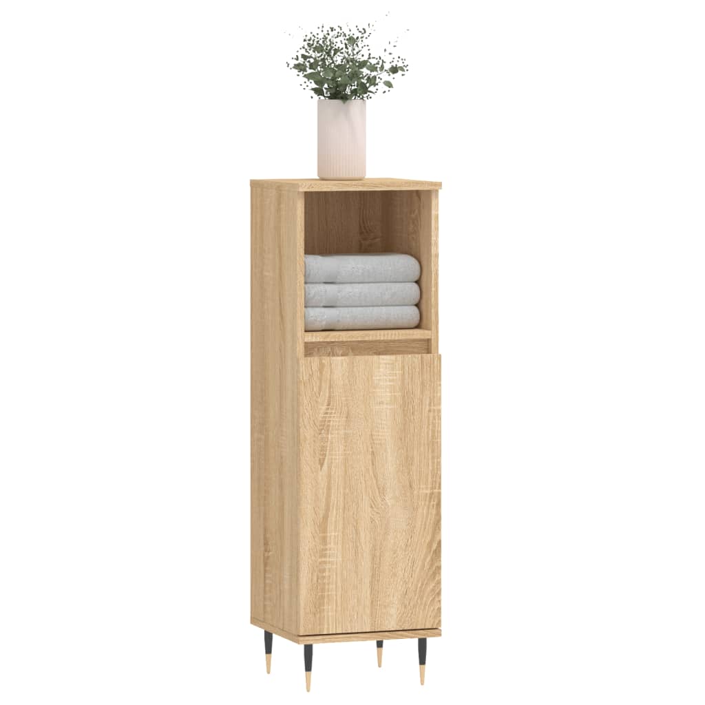 vidaXL Armario de baño madera contrachapada roble Sonoma 30x30x100 cm