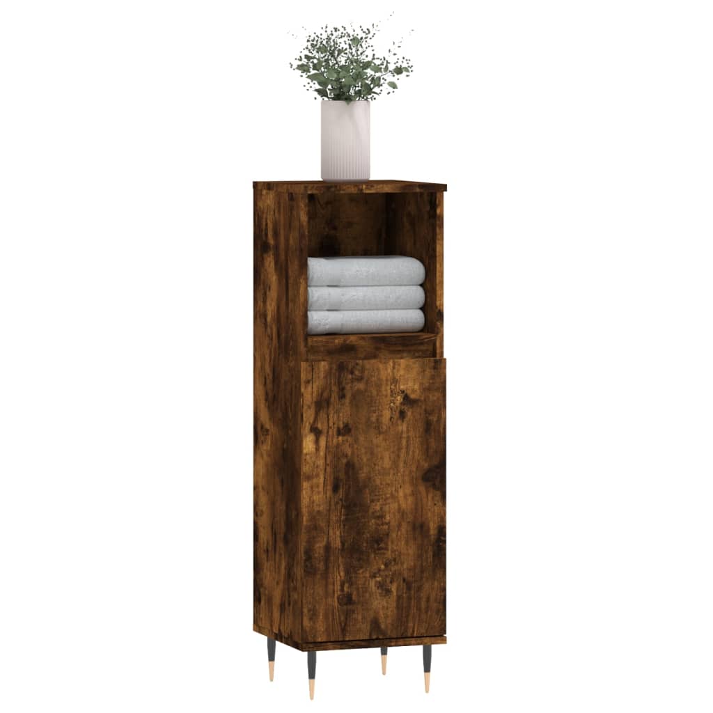 vidaXL Armario de baño madera contrachapada roble ahumado 30x30x100 cm