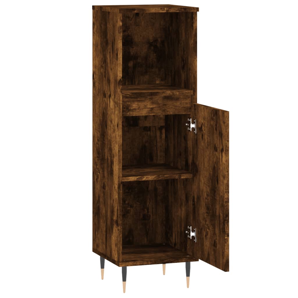 vidaXL Armario de baño madera contrachapada roble ahumado 30x30x100 cm