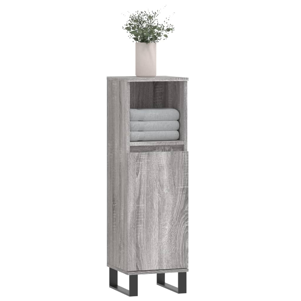 vidaXL Armario de baño madera contrachapada gris Sonoma 30x30x100 cm