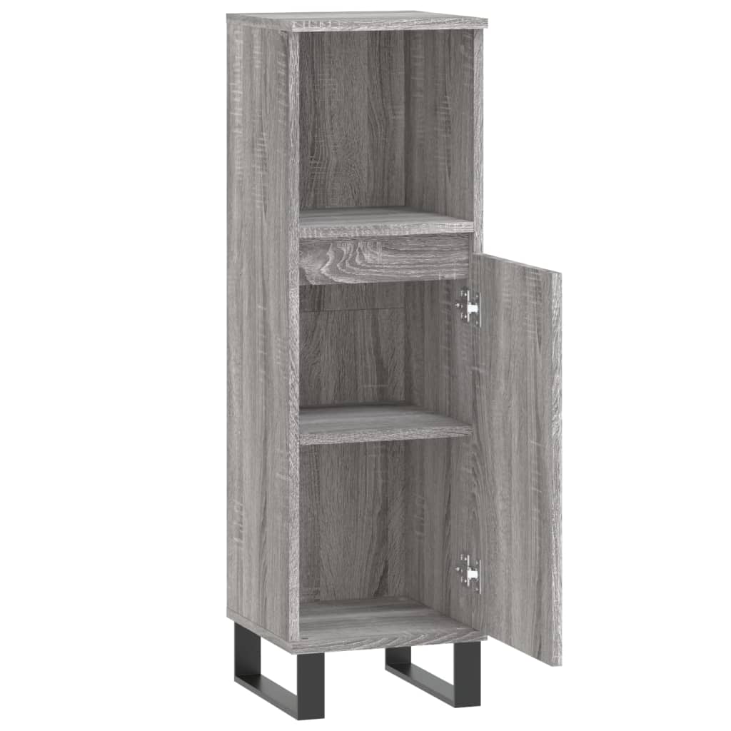 vidaXL Armario de baño madera contrachapada gris Sonoma 30x30x100 cm