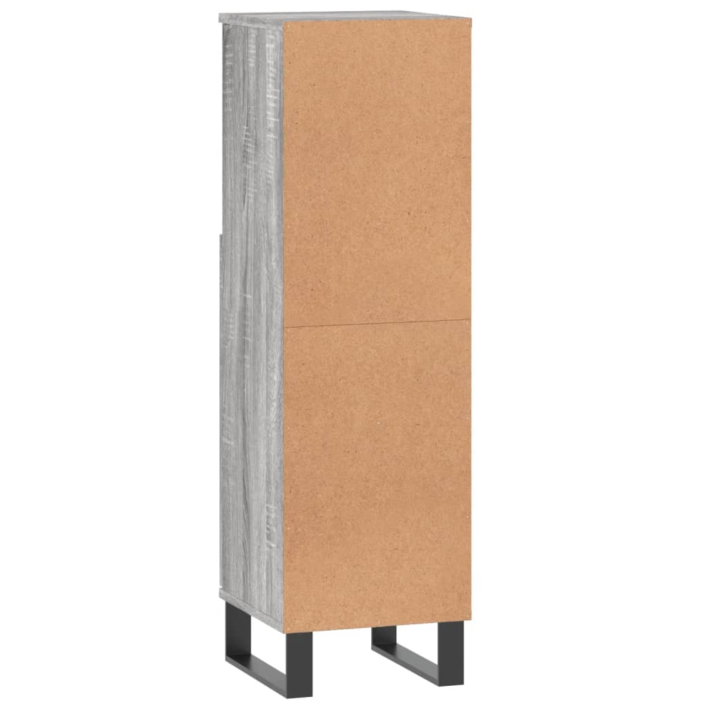 vidaXL Armario de baño madera contrachapada gris Sonoma 30x30x100 cm