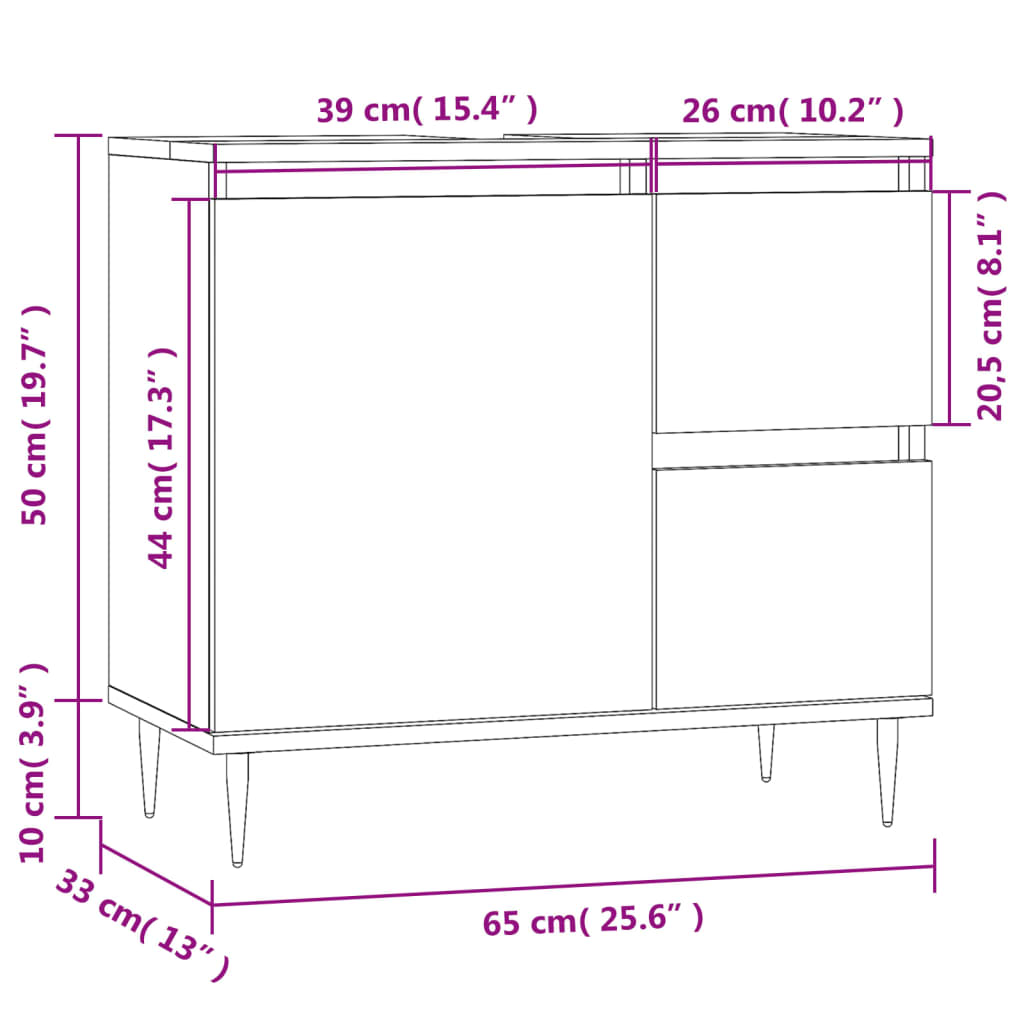 vidaXL Armario de baño madera contrachapada blanco 65x33x60 cm