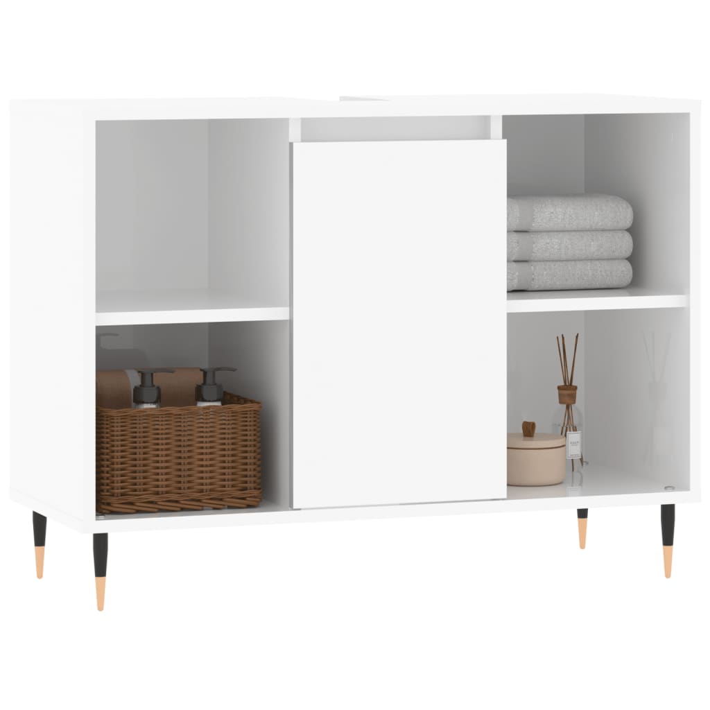 vidaXL Mueble de baño madera de ingeniería blanco brillo 80x33x60 cm