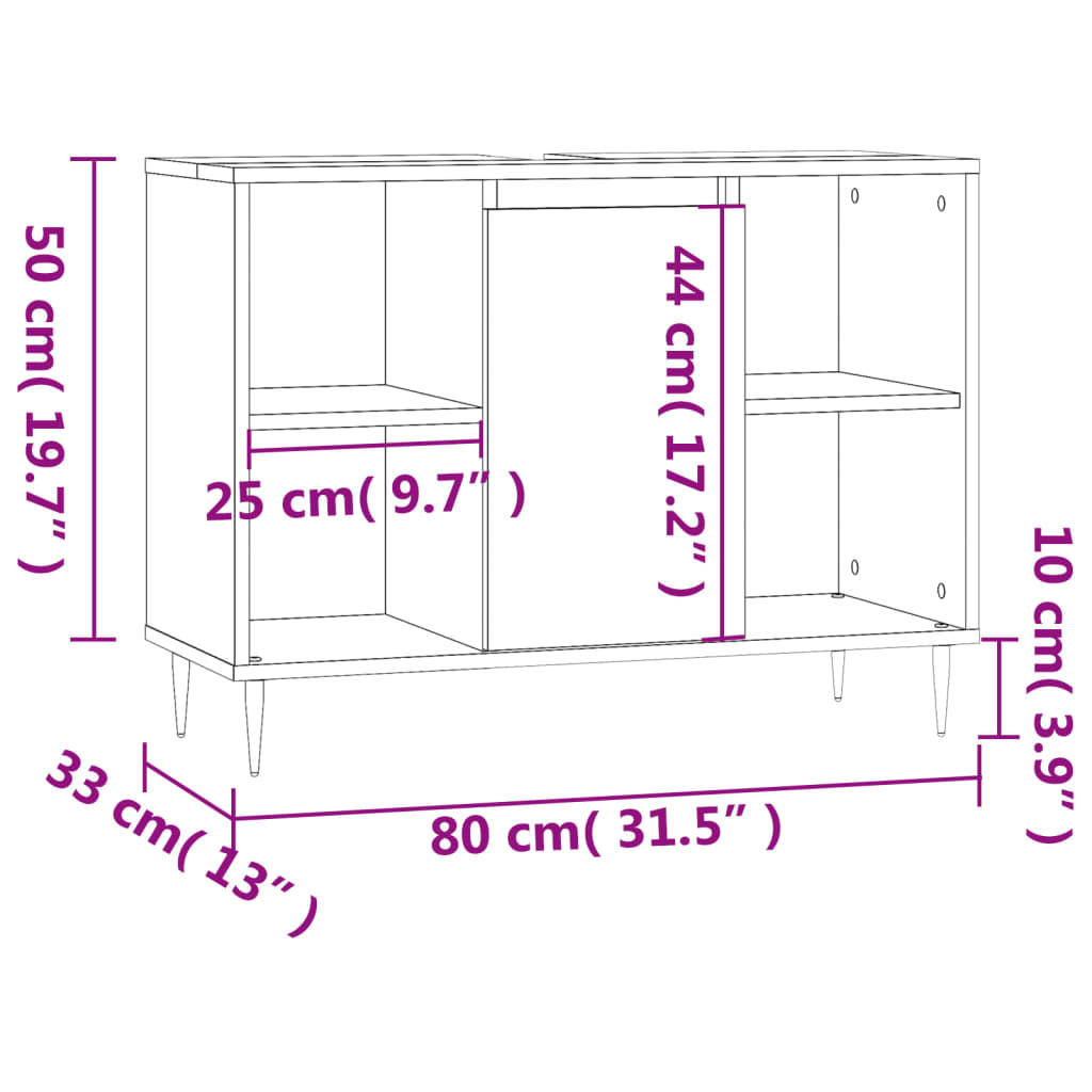 vidaXL Mueble de baño madera de ingeniería blanco brillo 80x33x60 cm