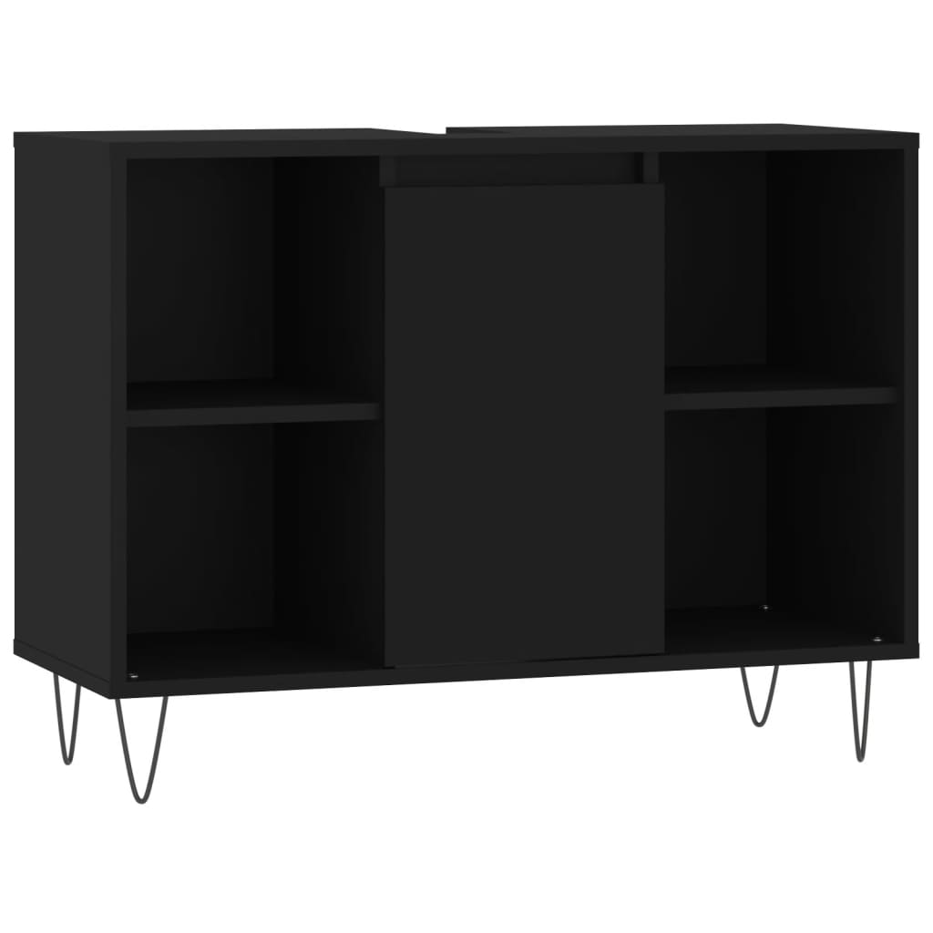 vidaXL Mueble de baño madera de ingeniería negro 80x33x60 cm