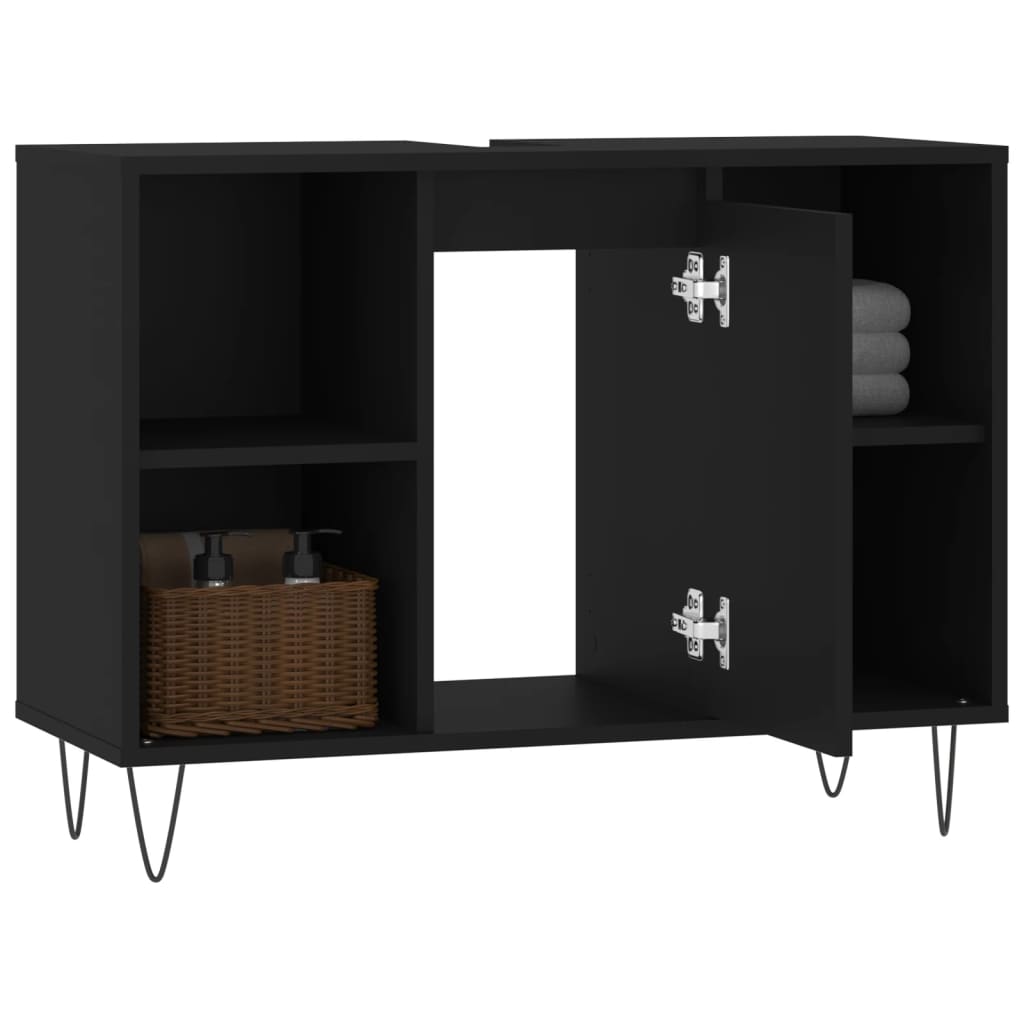 vidaXL Mueble de baño madera de ingeniería negro 80x33x60 cm