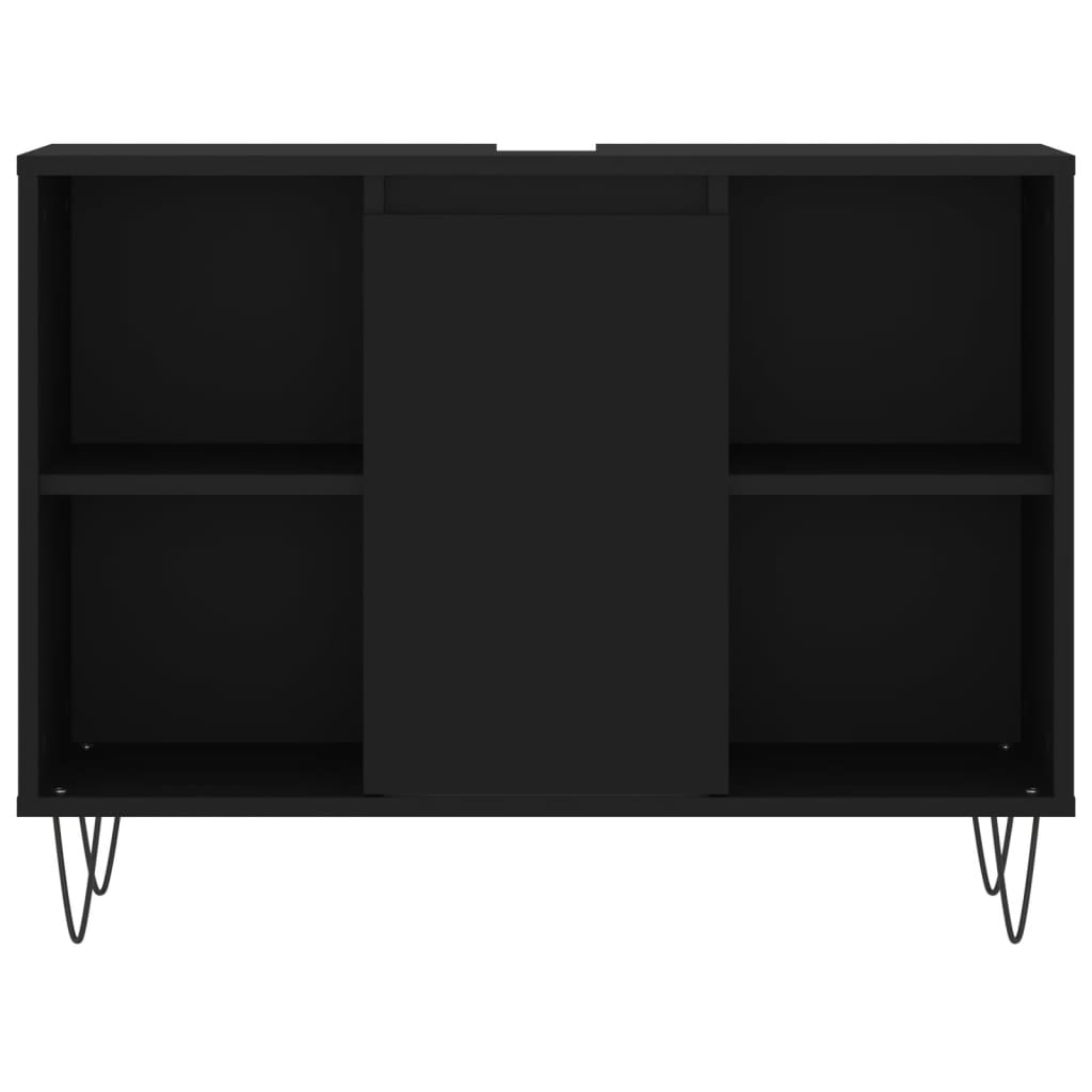 vidaXL Mueble de baño madera de ingeniería negro 80x33x60 cm