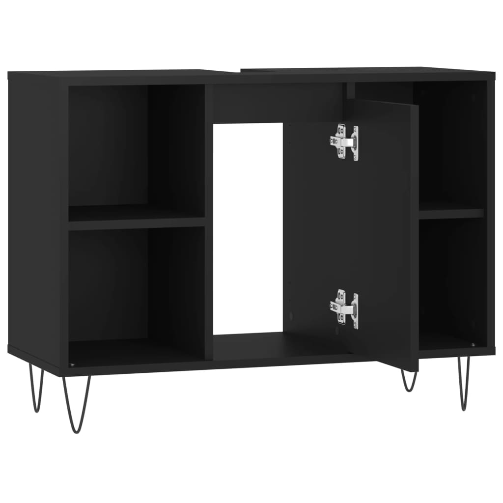 vidaXL Mueble de baño madera de ingeniería negro 80x33x60 cm