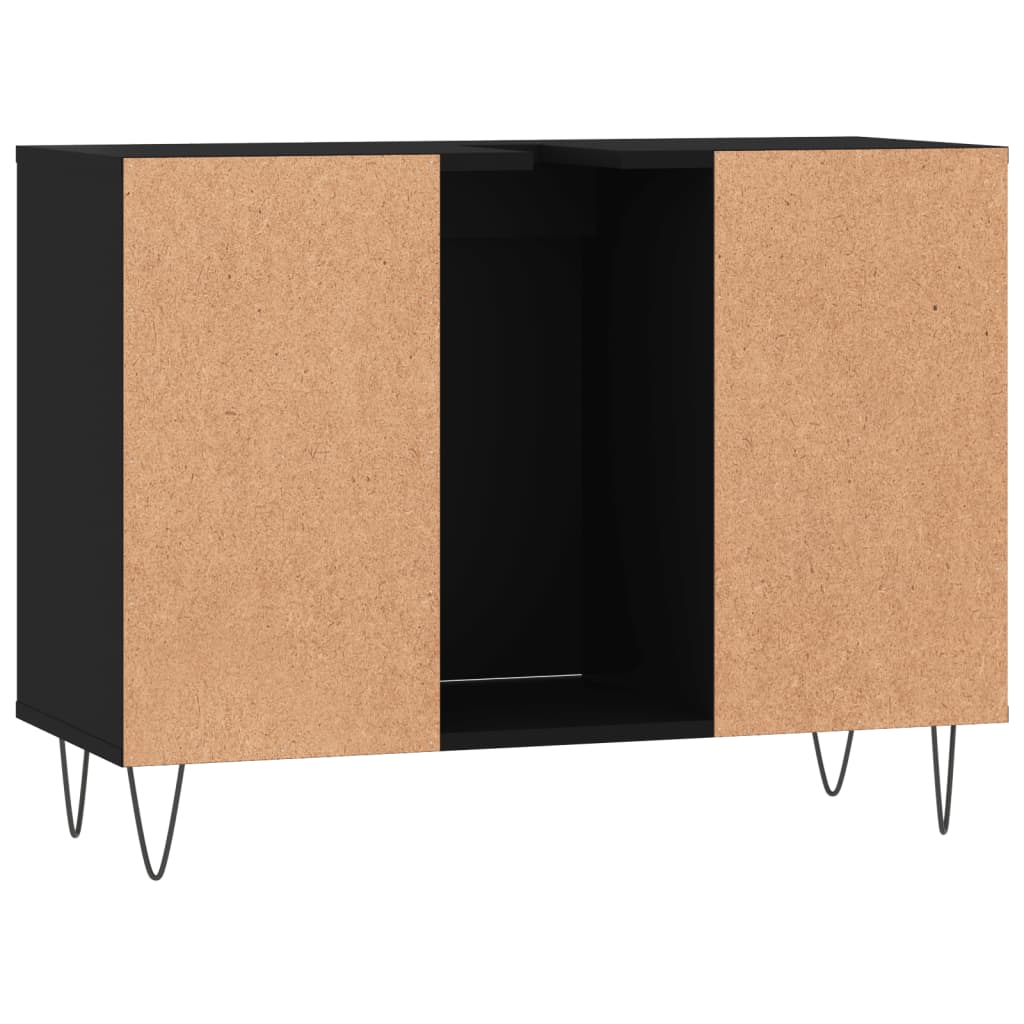 vidaXL Mueble de baño madera de ingeniería negro 80x33x60 cm