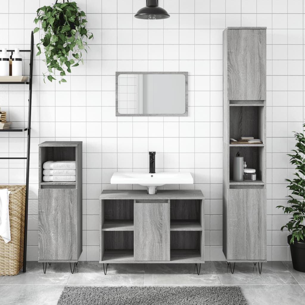 vidaXL Mueble de baño madera de ingeniería gris Sonoma 80x33x60 cm