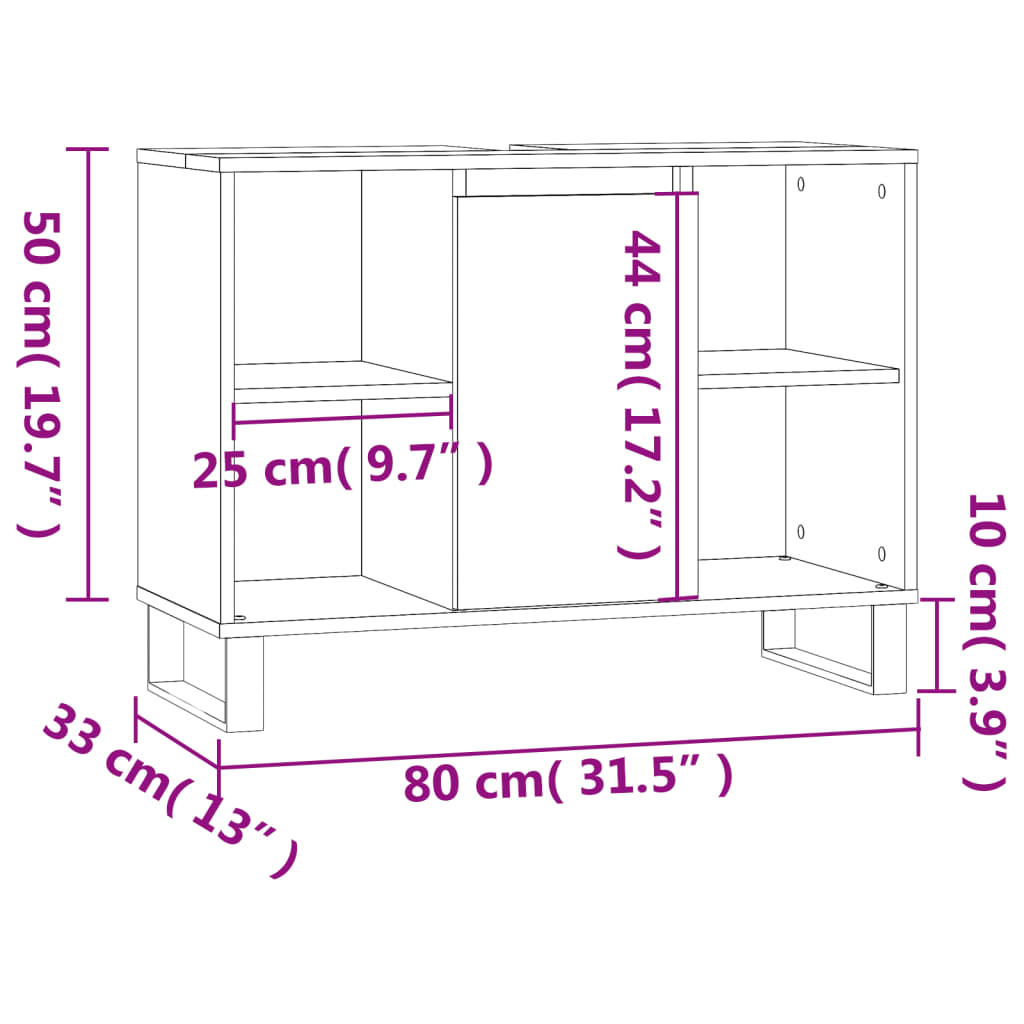 vidaXL Mueble de baño madera de ingeniería blanco 80x33x60 cm