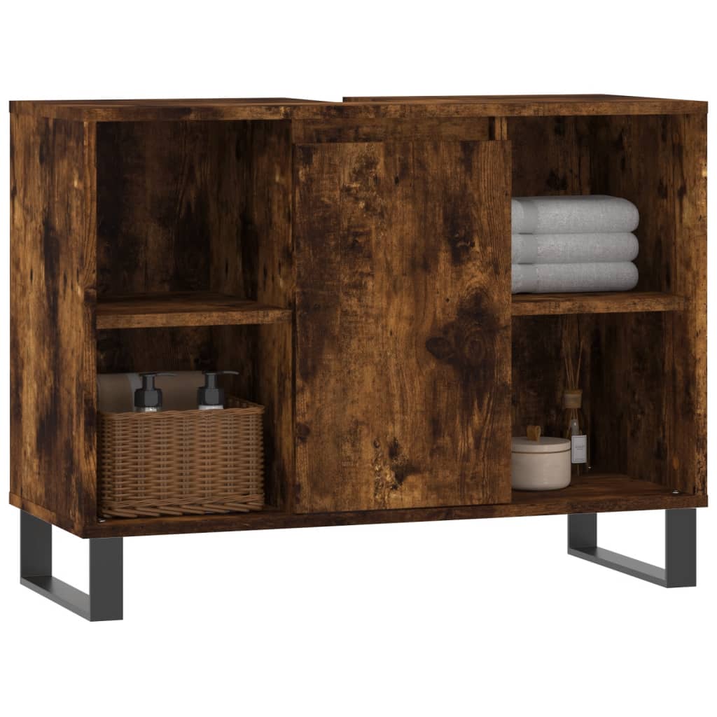 vidaXL Mueble de baño madera de ingeniería roble ahumado 80x33x60 cm