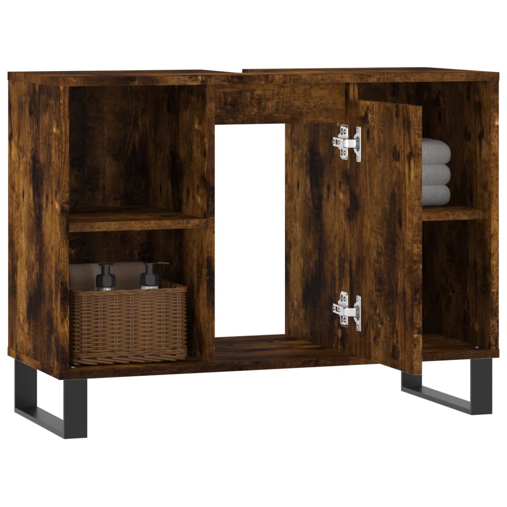 vidaXL Mueble de baño madera de ingeniería roble ahumado 80x33x60 cm