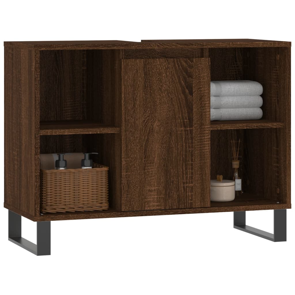 vidaXL Mueble de baño madera de ingeniería roble marrón 80x33x60 cm