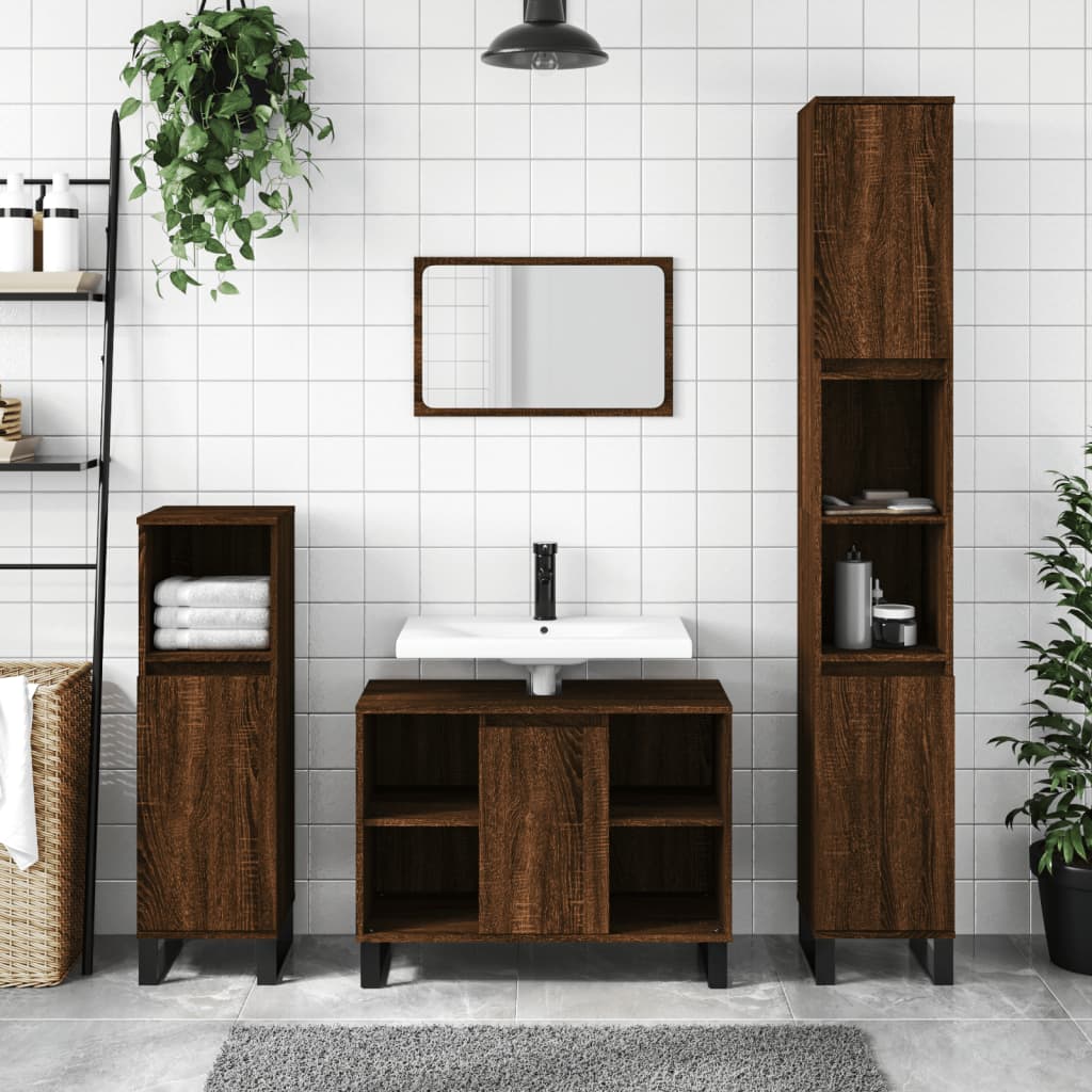 vidaXL Mueble de baño madera de ingeniería roble marrón 80x33x60 cm