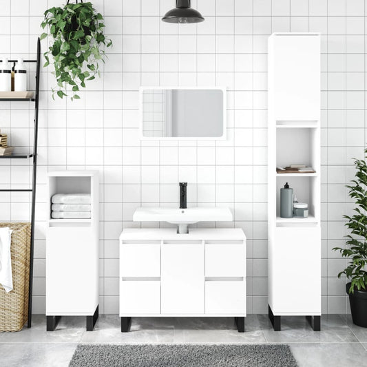 vidaXL Mueble de baño madera de ingeniería blanco 80x33x60 cm