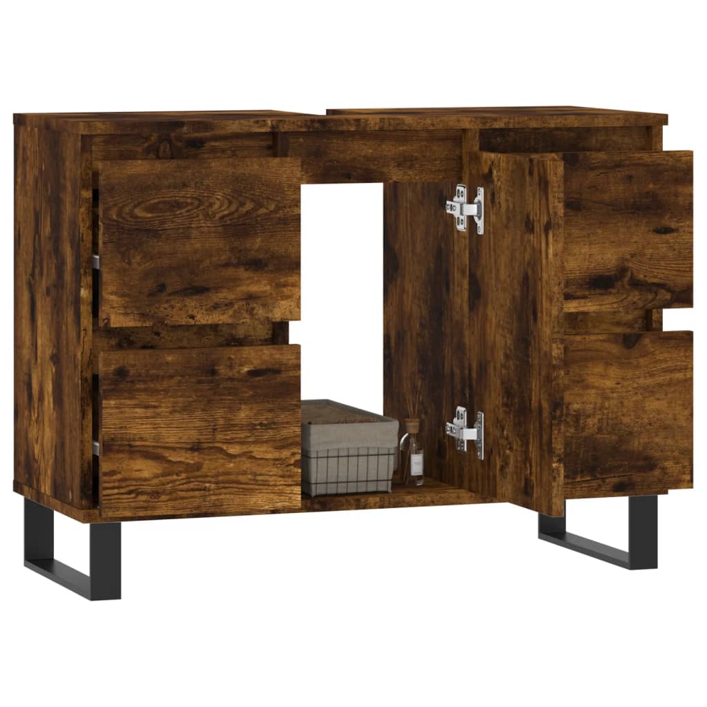 vidaXL Mueble de baño madera de ingeniería roble ahumado 80x33x60 cm