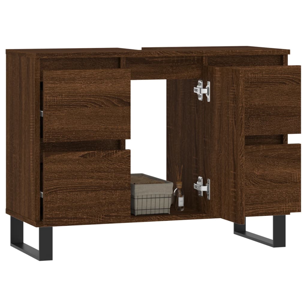 vidaXL Mueble de baño madera de ingeniería roble marrón 80x33x60 cm