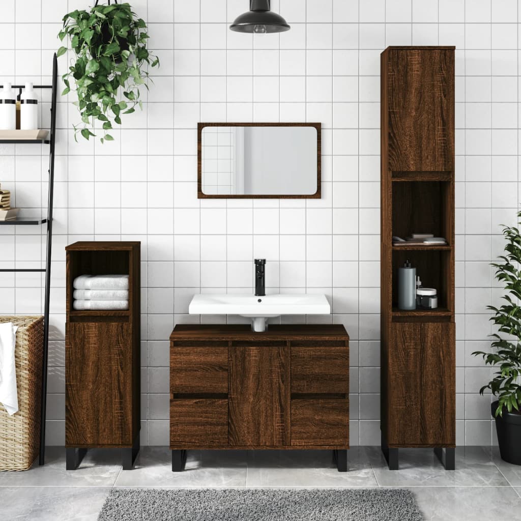 vidaXL Mueble de baño madera de ingeniería roble marrón 80x33x60 cm