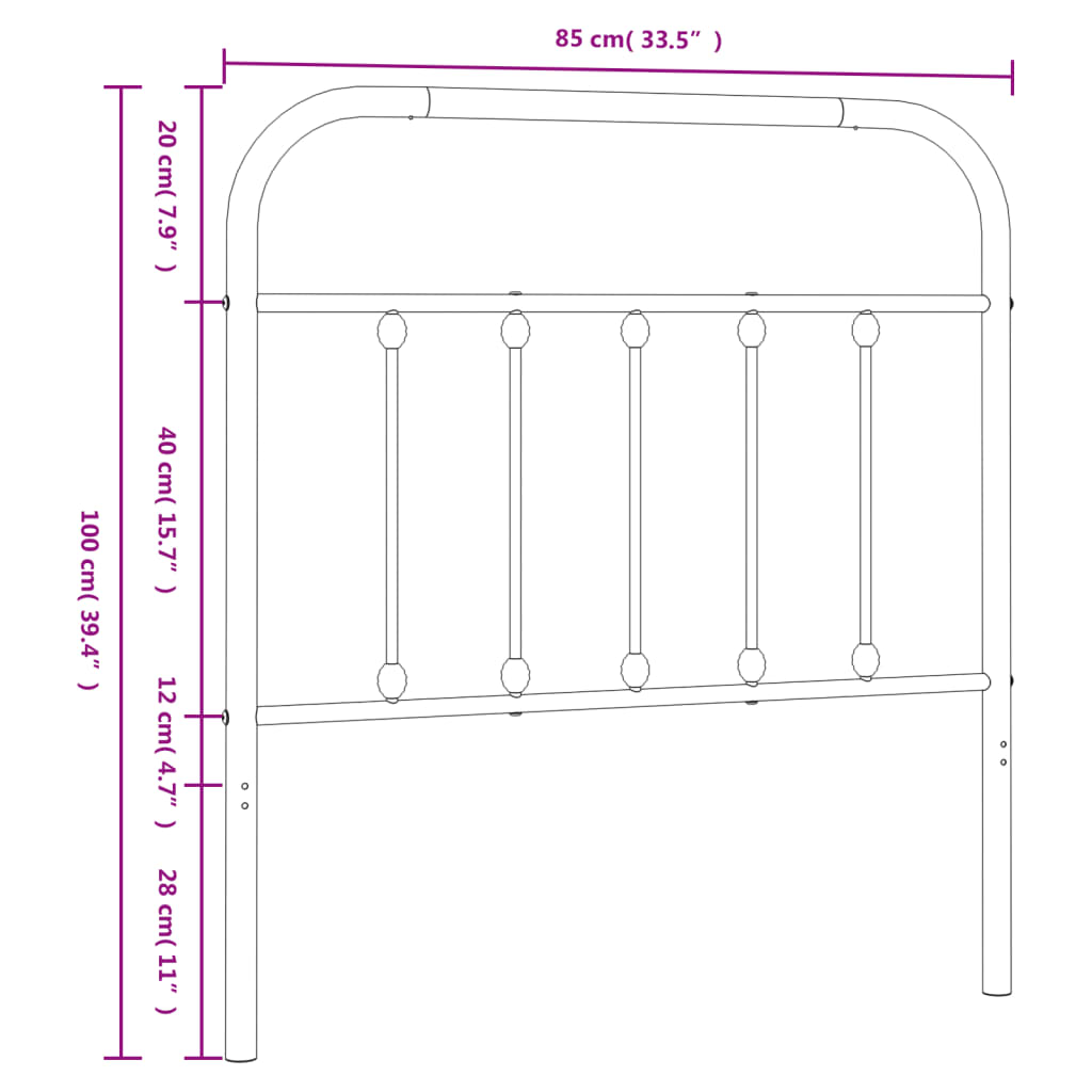 vidaXL Cabecero de metal negro 80 cm