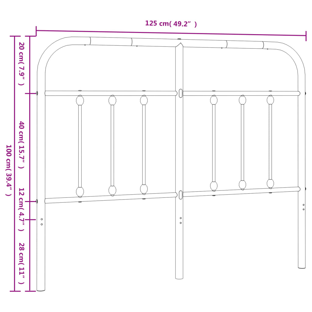 vidaXL Cabecero de metal negro 120 cm