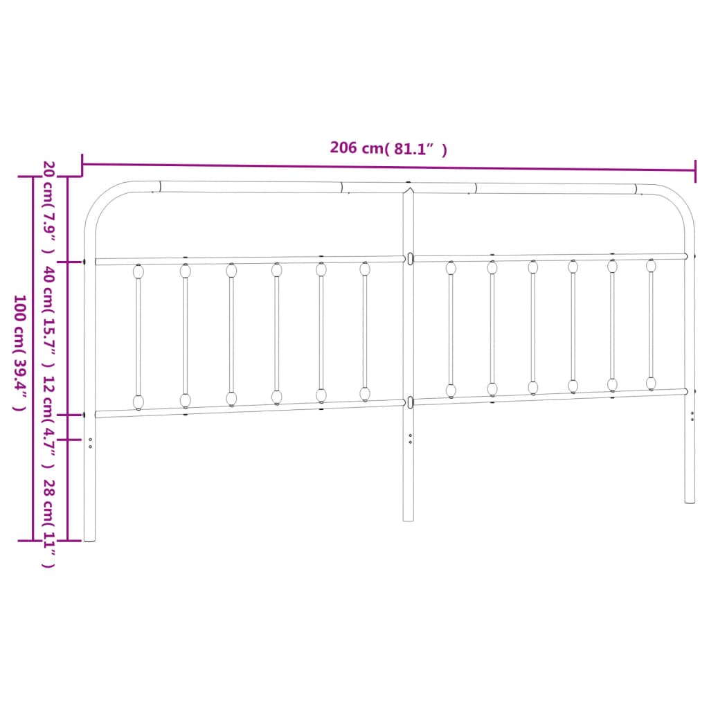 vidaXL Cabecero de metal negro 200 cm