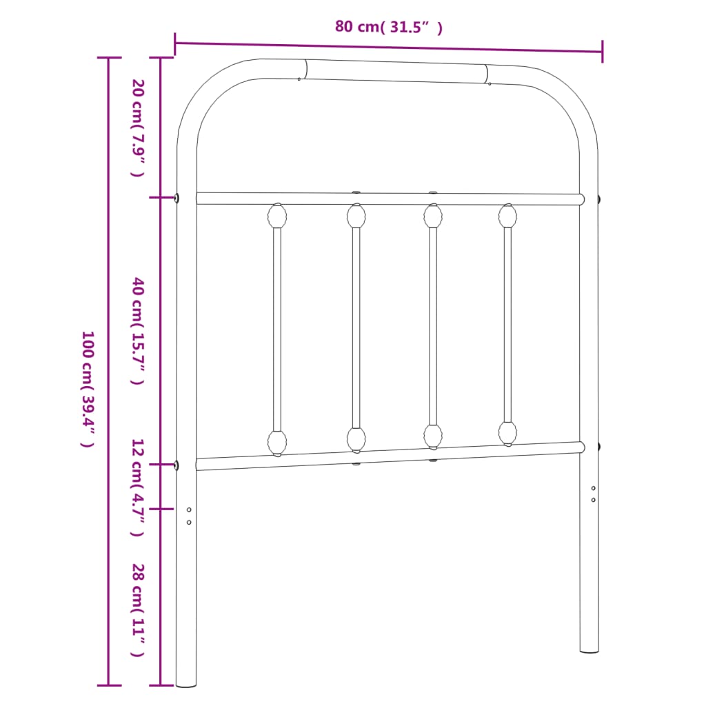 vidaXL Cabecero de metal blanco 75 cm