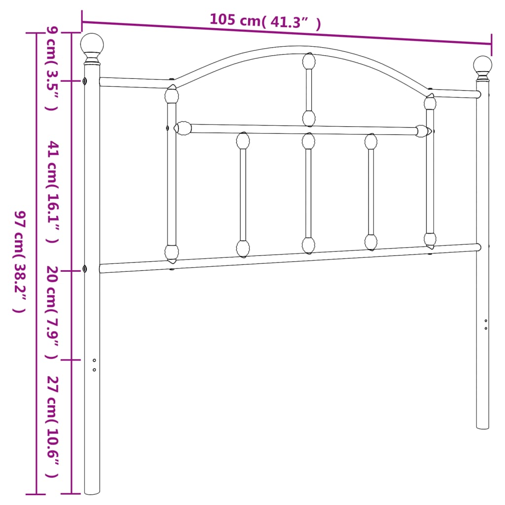 vidaXL Cabecero de metal negro 100 cm