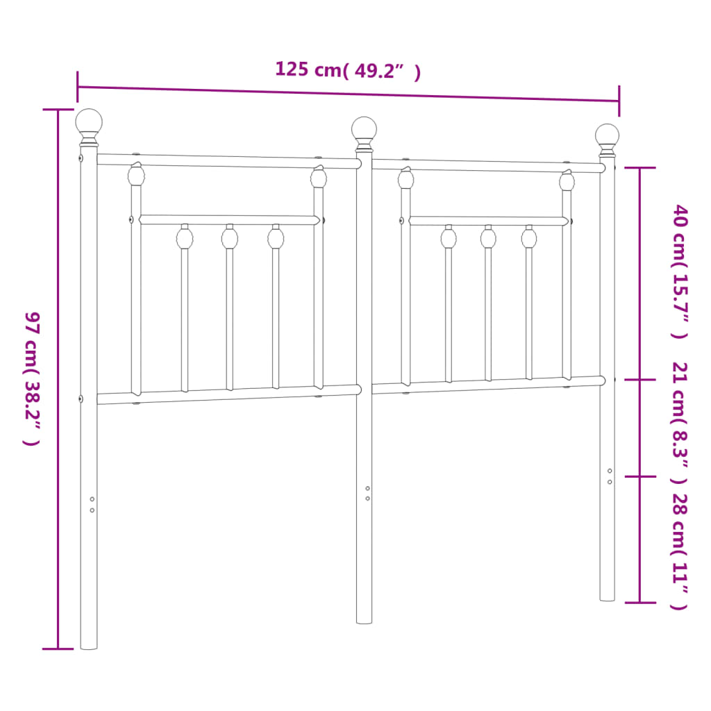 vidaXL Cabecero de metal negro 120 cm