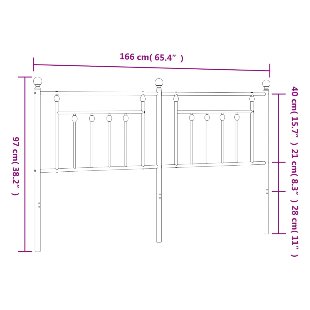 vidaXL Cabecero de metal negro 160 cm