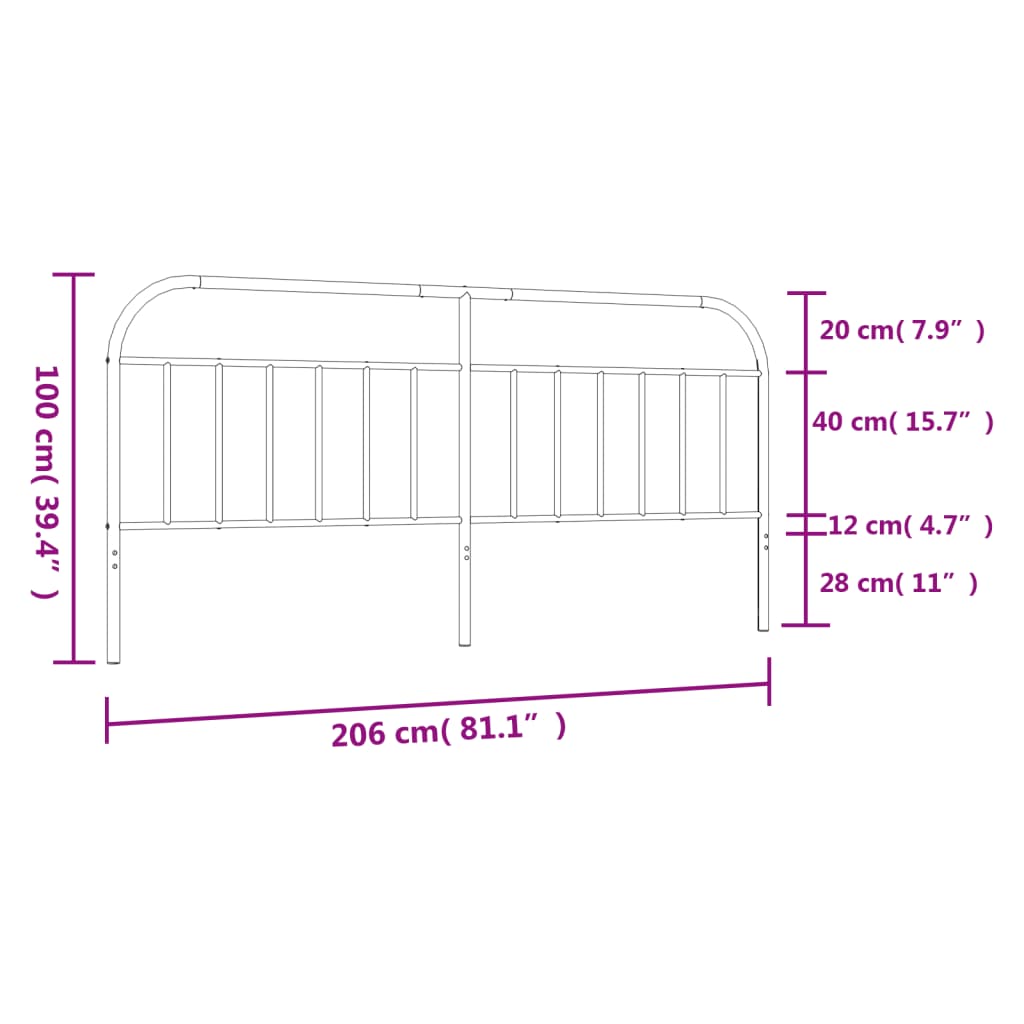 vidaXL Cabecero de metal negro 200 cm