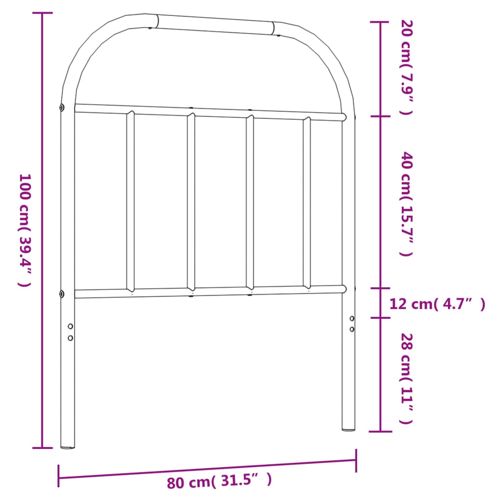 vidaXL Cabecero de metal blanco 75 cm