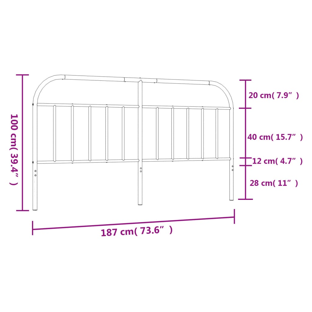 vidaXL Cabecero de metal blanco 180 cm