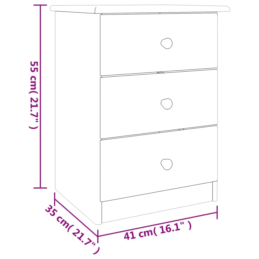 vidaXL Mesita de noche ALTA madera maciza de pino blanco 41x35x55,5 cm