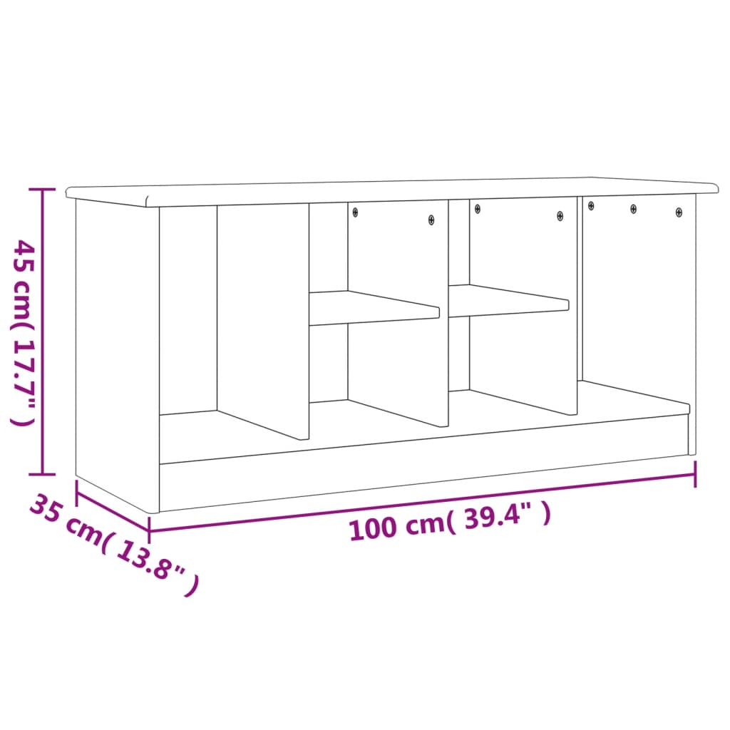 vidaXL Banco zapatero ALTA madera maciza de pino blanco 100x35x45 cm