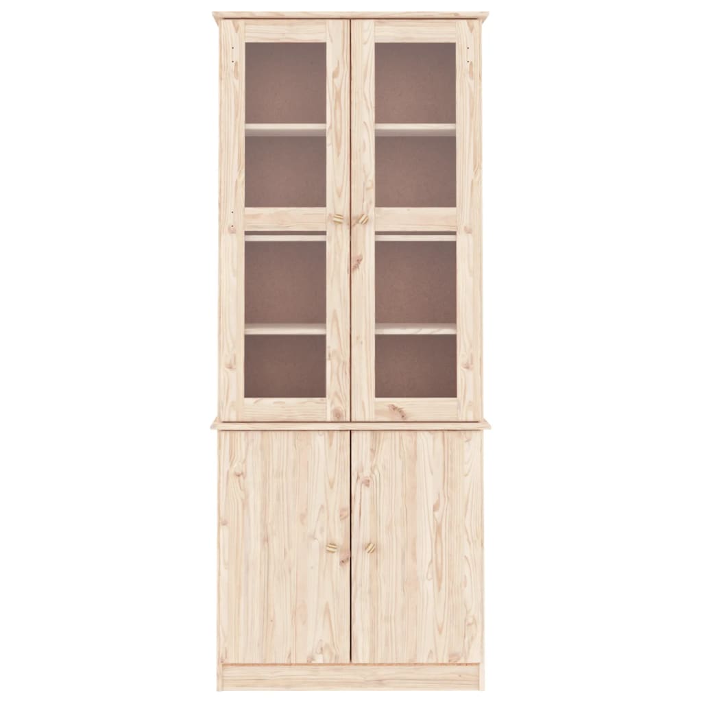 vidaXL Vitrina de cristal ALTA madera maciza de pino 77x35x186,5 cm