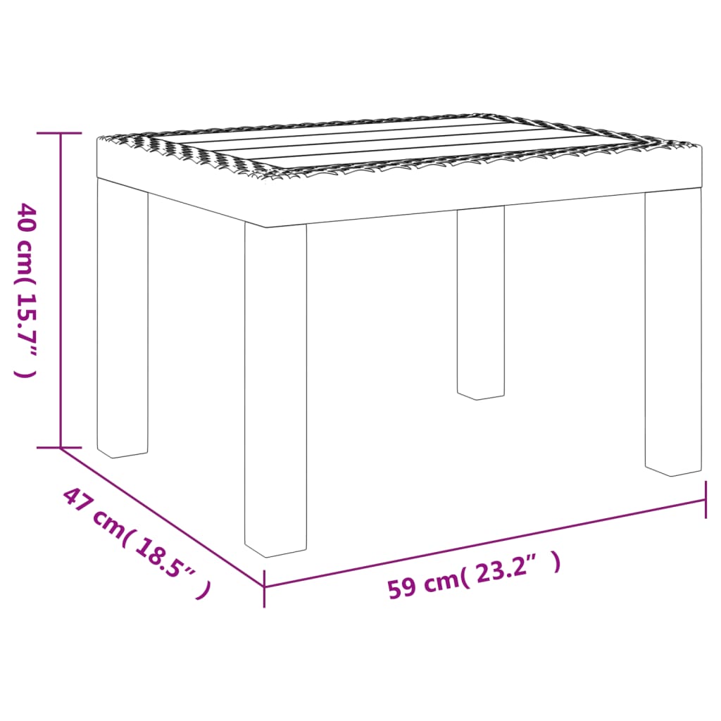 vidaXL Mesa de jardín PP blanco 59x47x40 cm