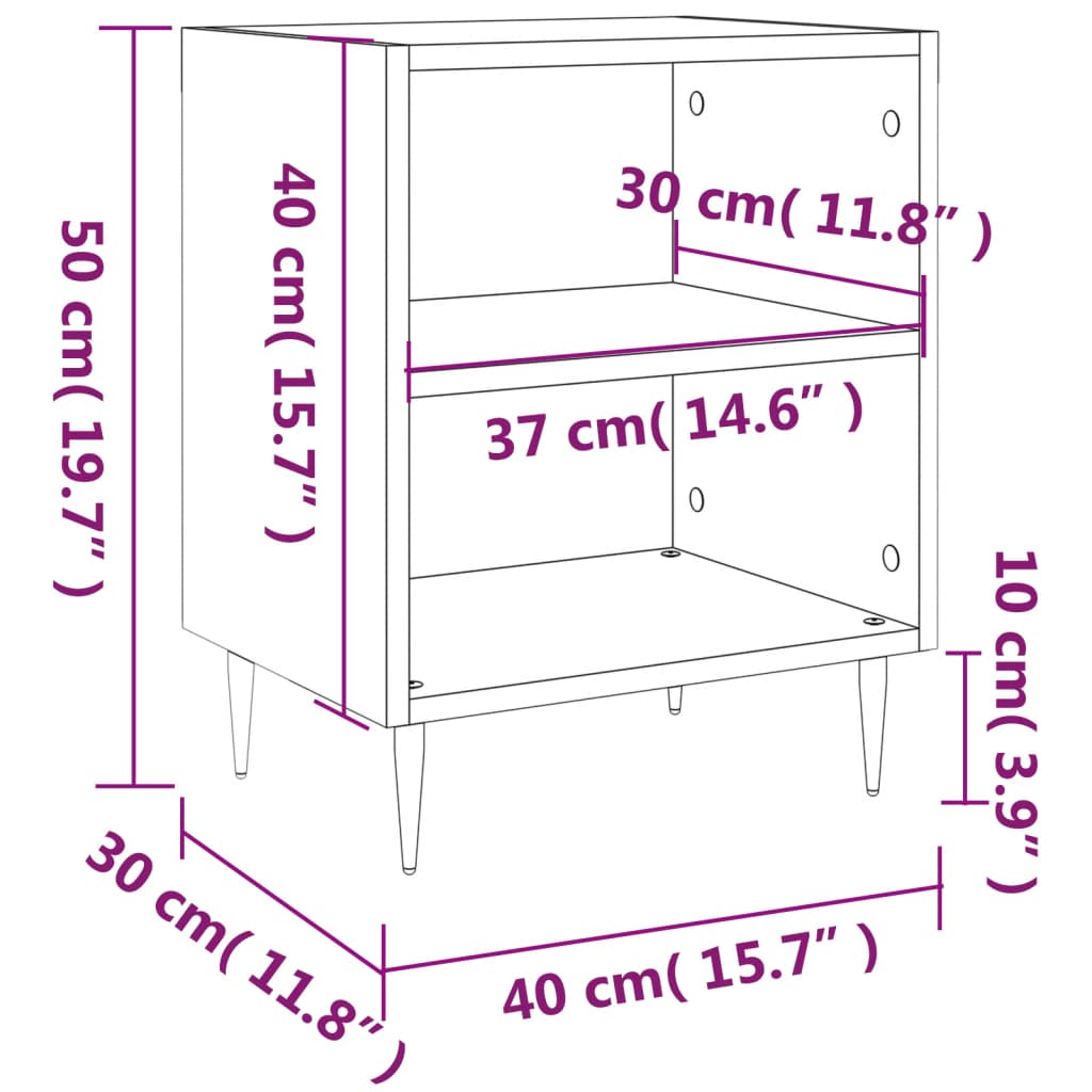 vidaXL Mesita de noche madera de ingeniería blancp 40x30x50 cm