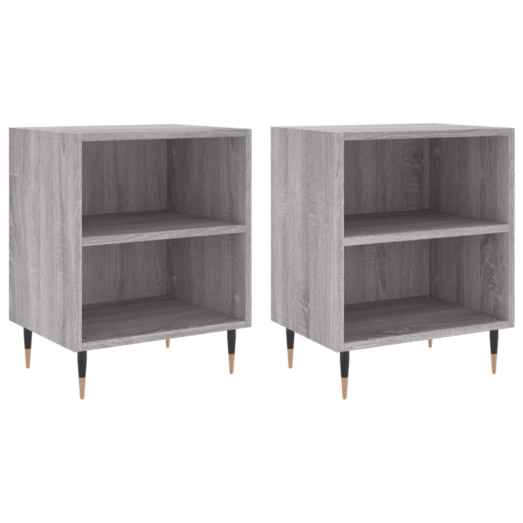 vidaXL Mesita de noche 2 uds madera ingeniería gris Sonoma 40x30x50 cm