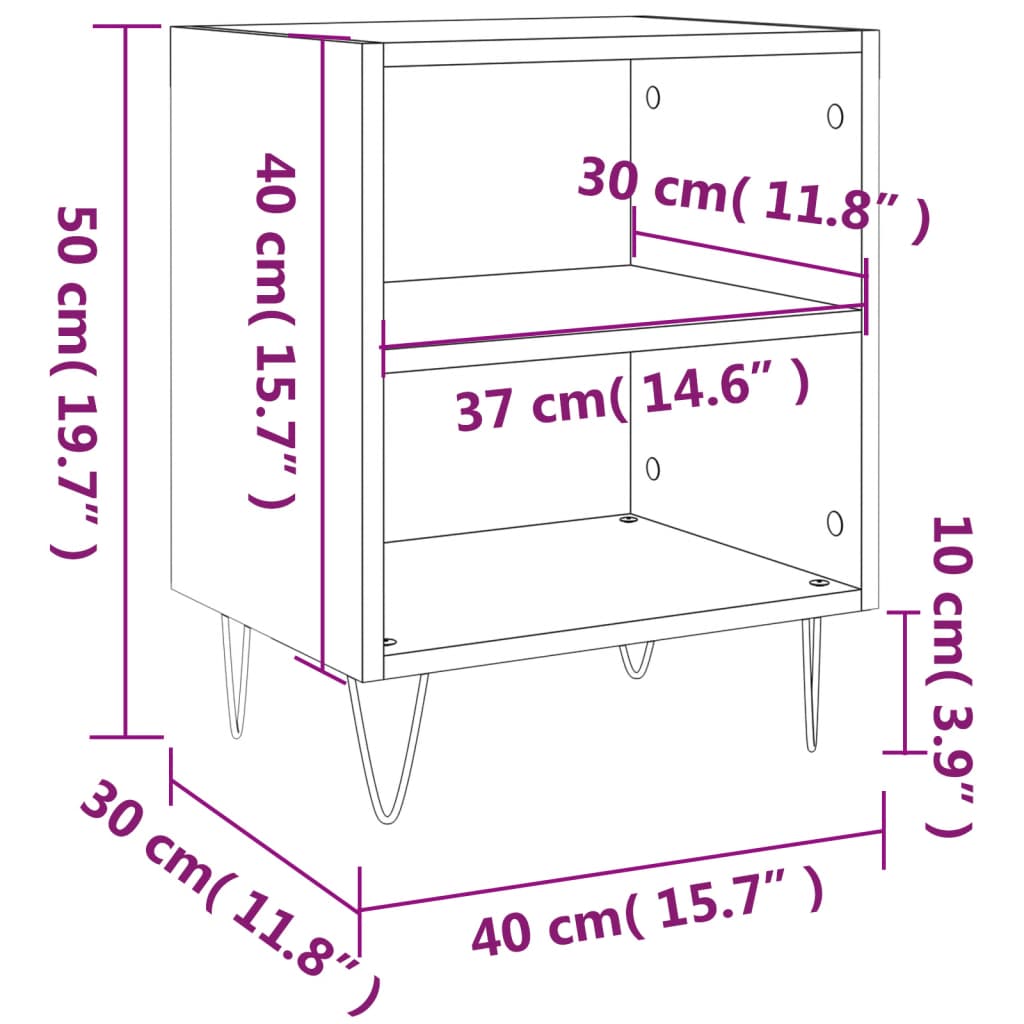 vidaXL Mesita de noche madera de ingeniería blanco brillo 40x30x50 cm