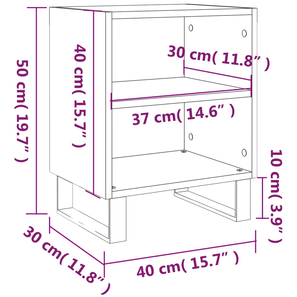 vidaXL Mesita de noche madera de ingeniería blancp 40x30x50 cm