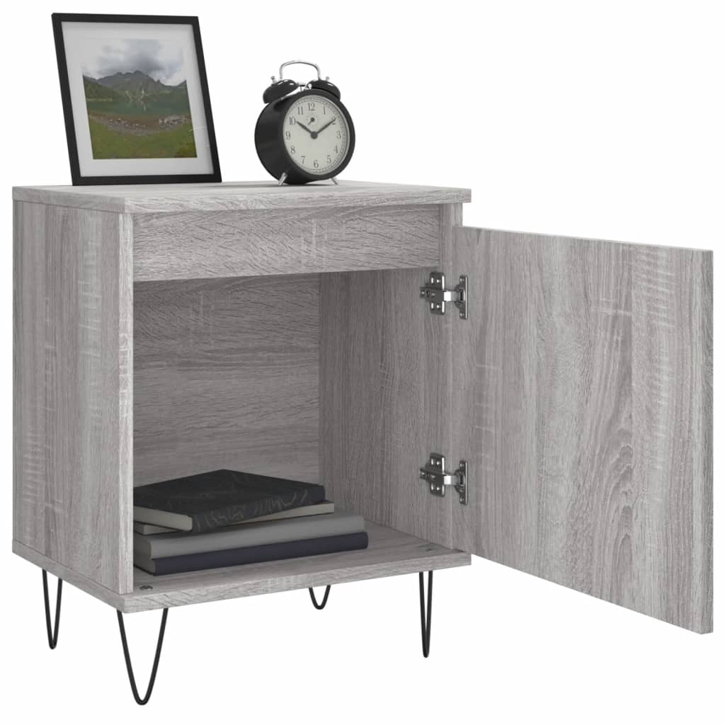 vidaXL Mesita de noche 2 uds madera ingeniería gris Sonoma 40x30x50 cm