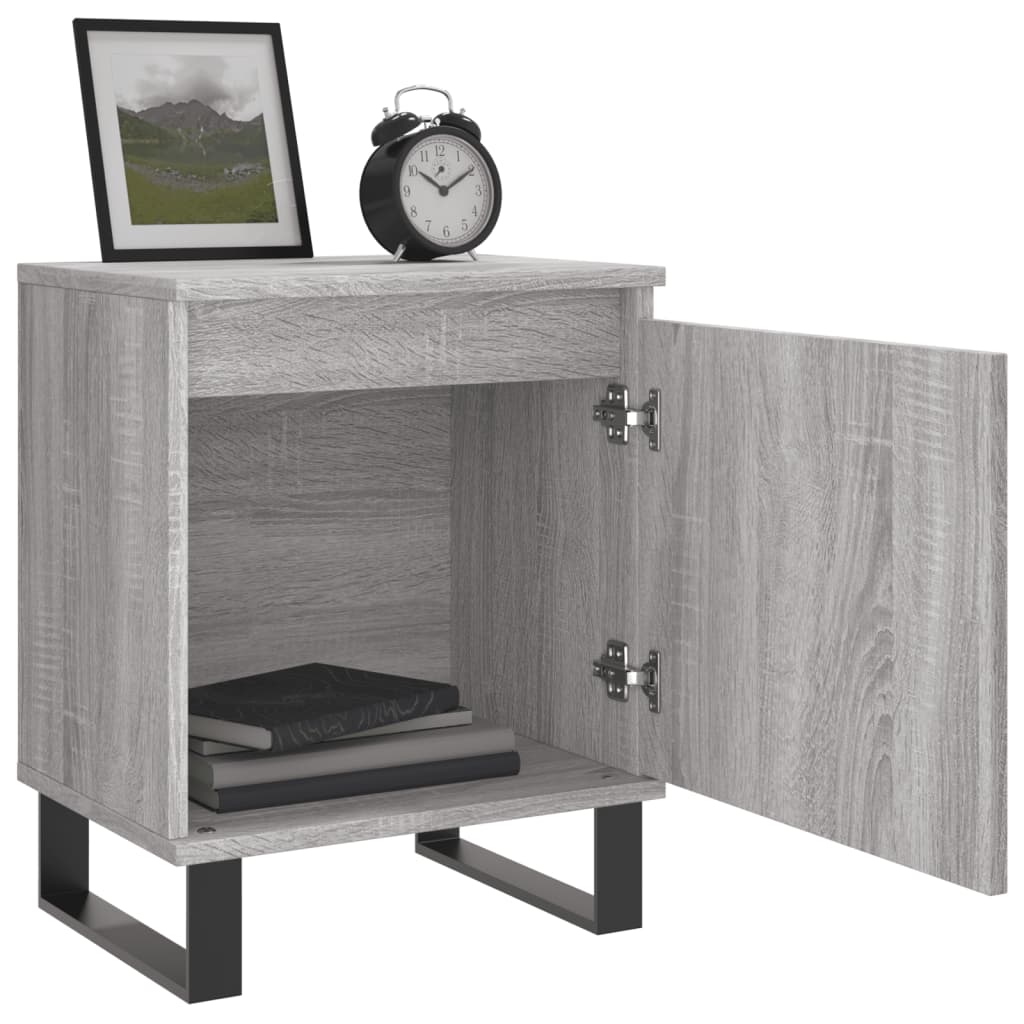 vidaXL Mesita de noche 2 uds madera ingeniería gris Sonoma 40x30x50 cm