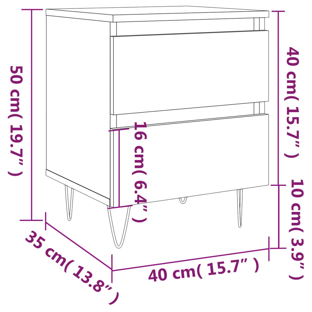 vidaXL Mesita de noche madera de ingeniería gris hormigón 40x35x50 cm