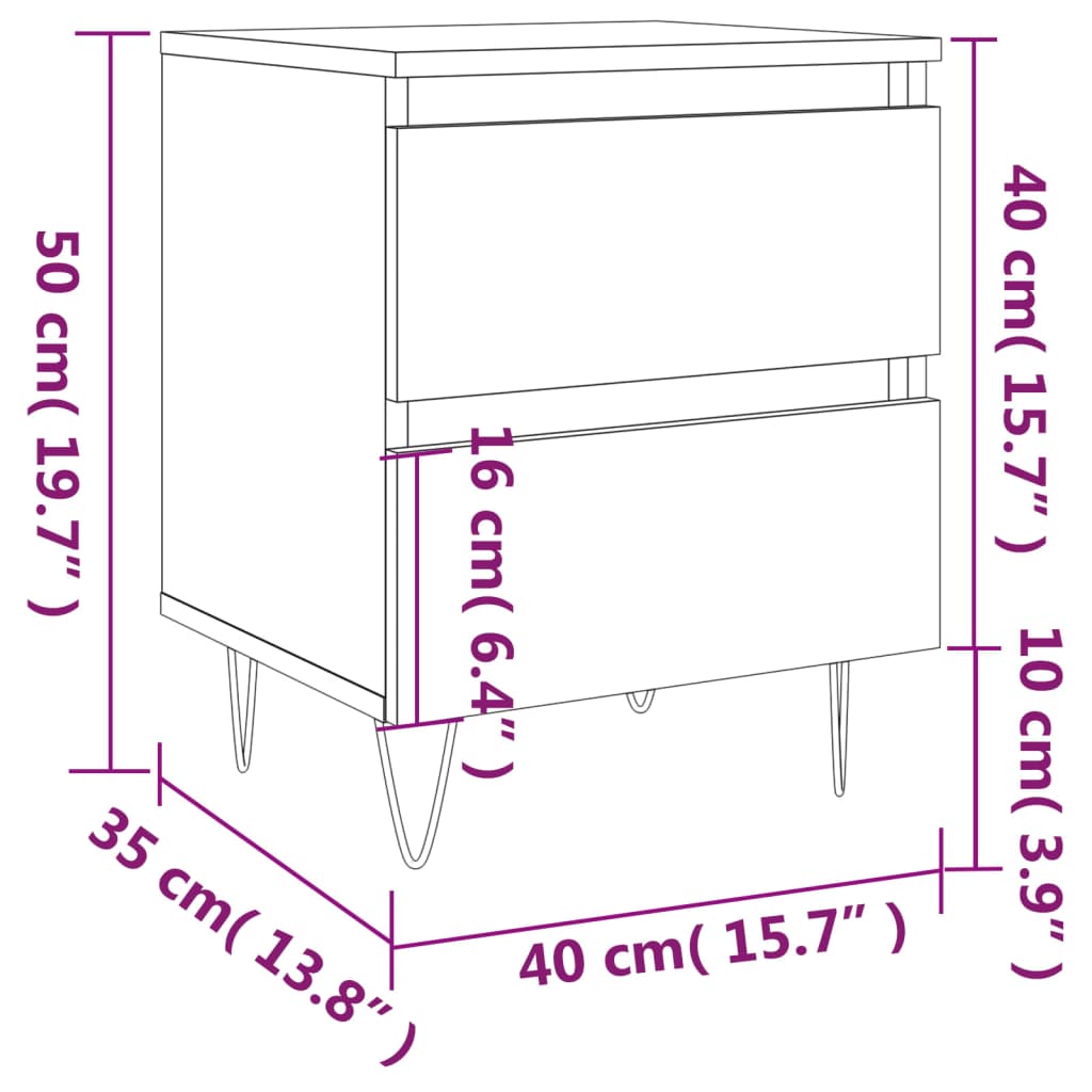 vidaXL Mesita de noche madera de ingeniería roble ahumado 40x35x50 cm