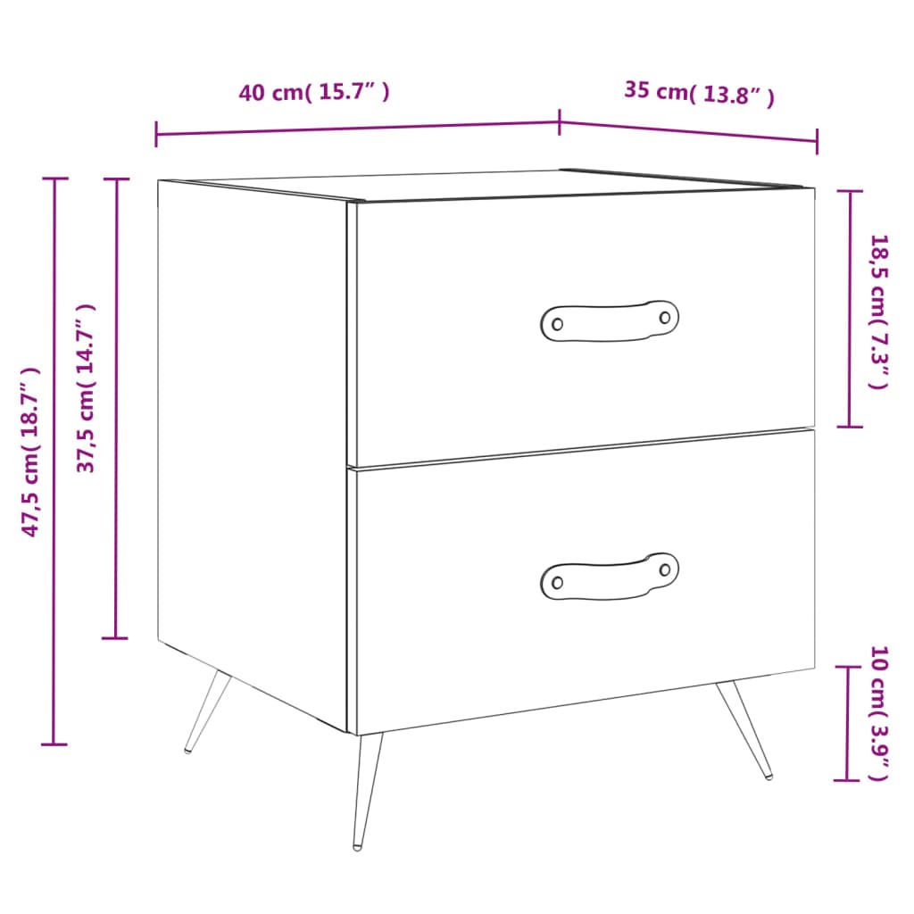 vidaXL Mesita de noche madera de ingeniería blanco 40x35x47,5 cm