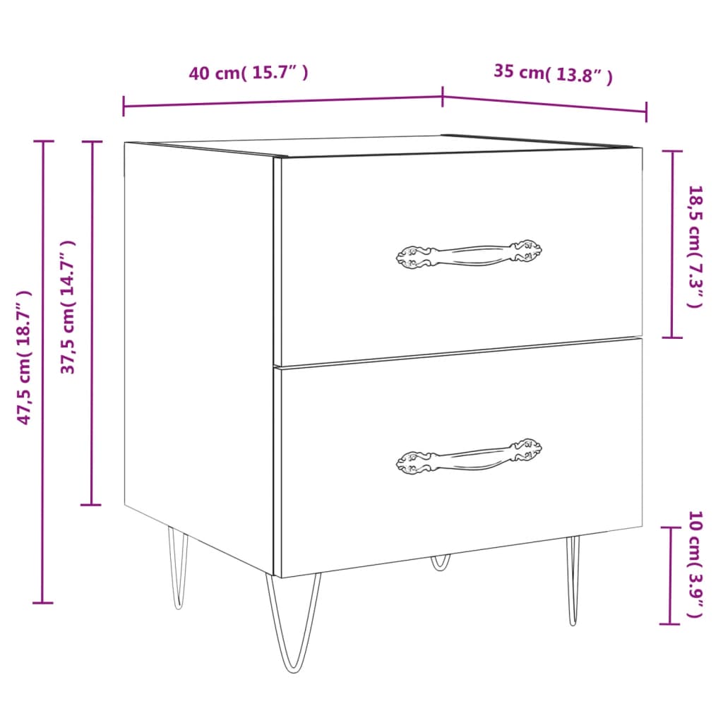 vidaXL Mesita de noche madera de ingeniería roble marrón 40x35x47,5 cm