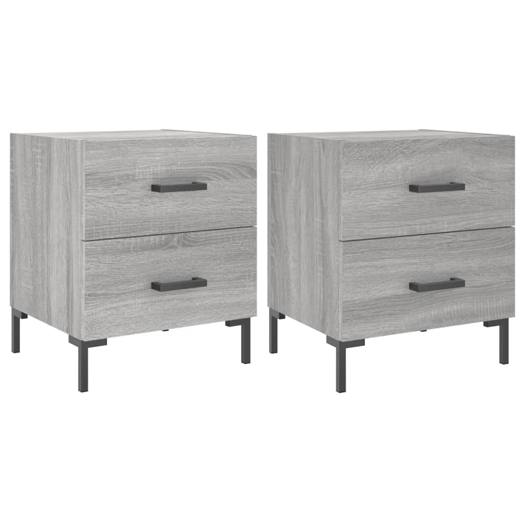 vidaXL Mesitas noche 2 uds madera ingeniería gris Sonoma 40x35x47,5 cm